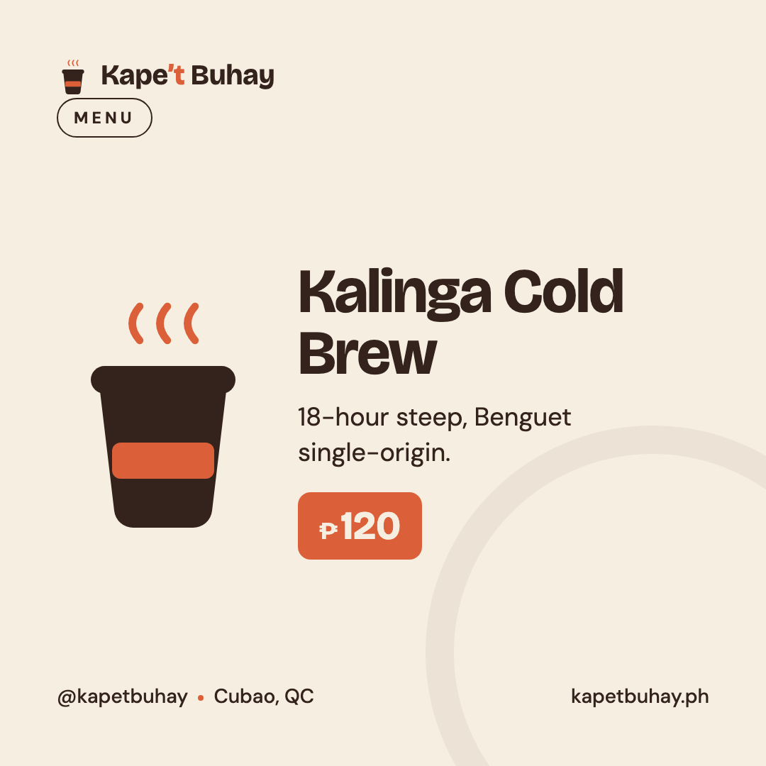 Kape't Buhay menu-feature post, persimmon and cream with takeaway-cup mark