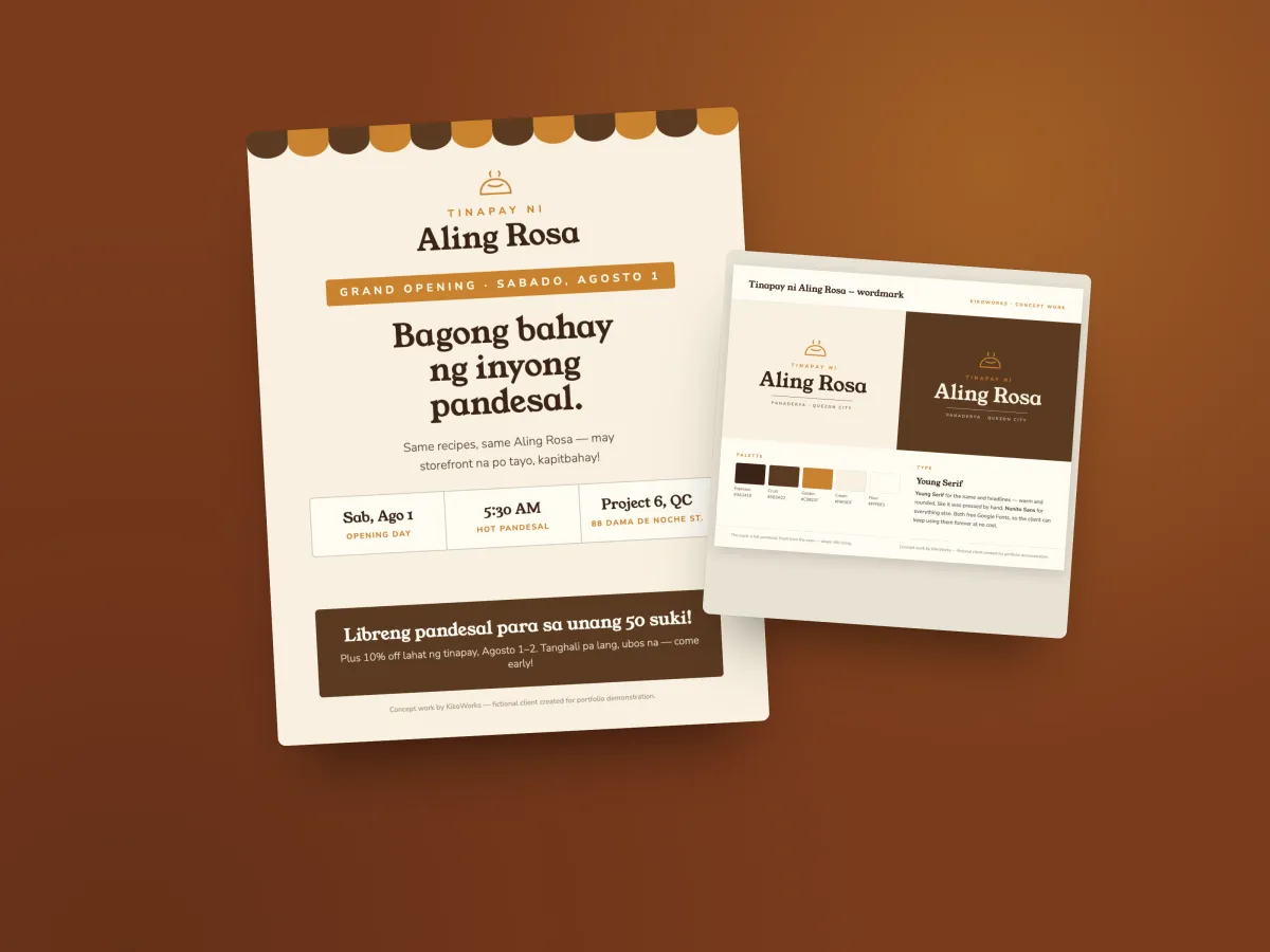Aling Rosa Bakery flyer and logo direction